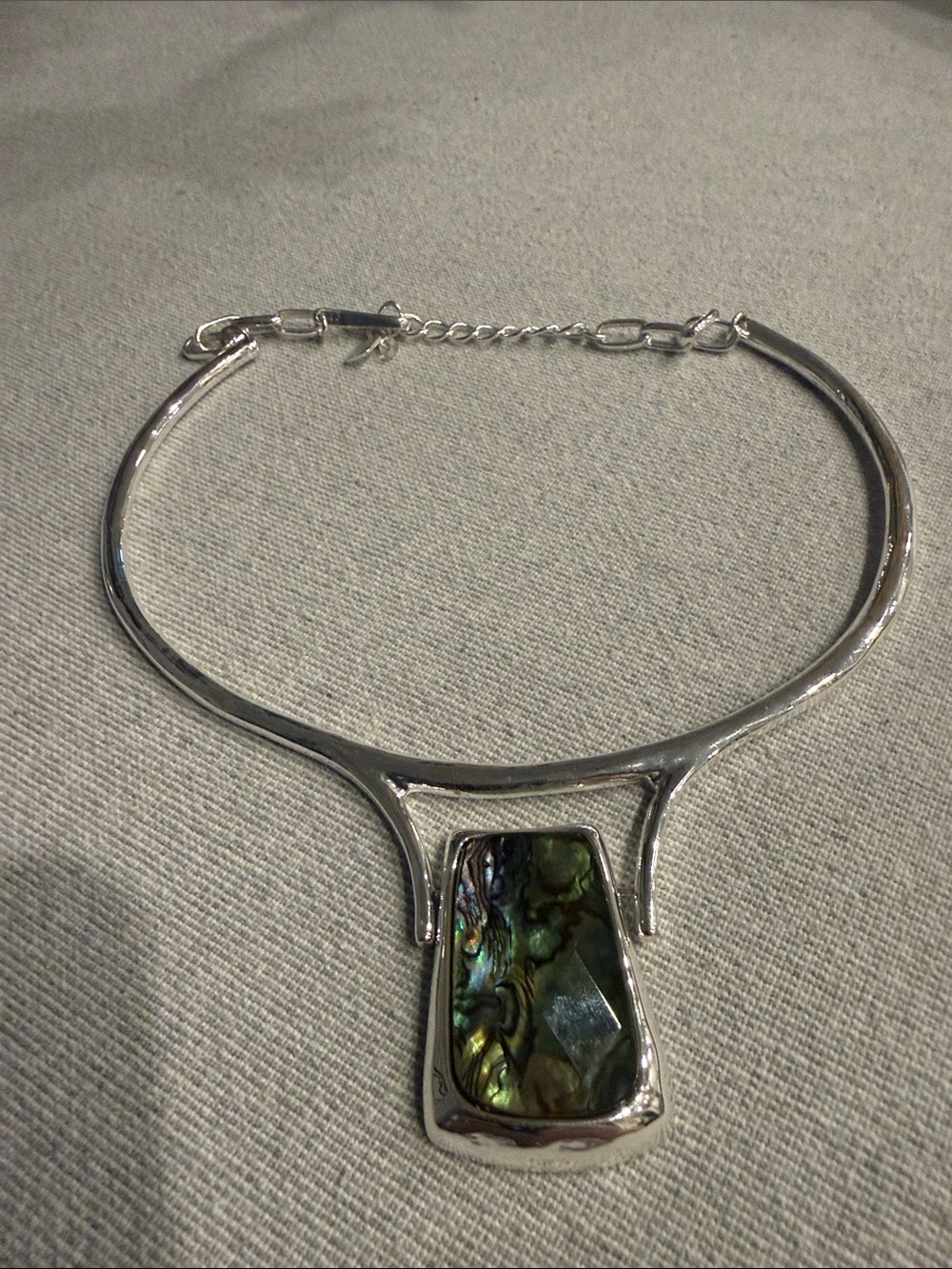 RLM SoHo Iridescent Abalone Pendant Silver-Tone Collar Necklace